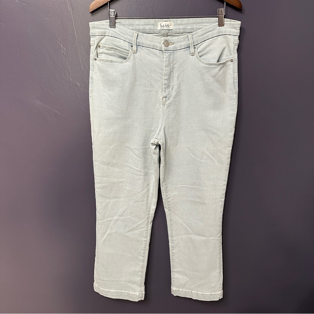 NICOLE MILLER High Rise Kick Boot Cropped Stretch Light Wash Denim Size 14